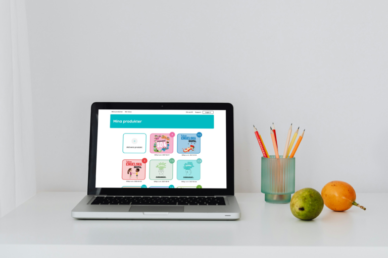 A laptop on a desk displaying the user interface for Tukan Digital's digital learning platform and EdTech solution for schools.