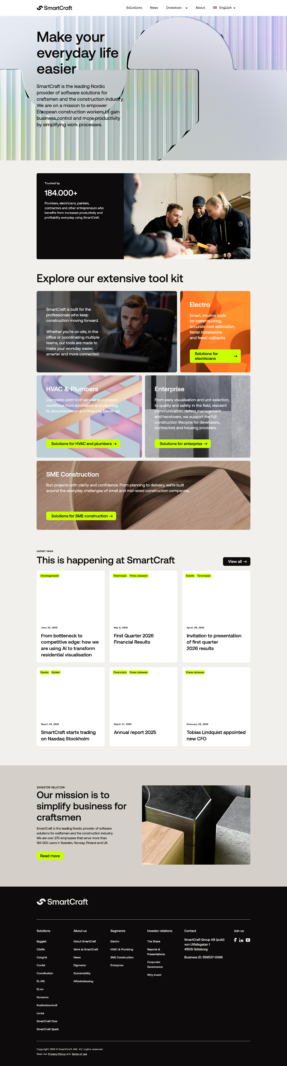 SmartCraft website: Software for tradespeople, the construction industry, project management, accounting, and compliance.